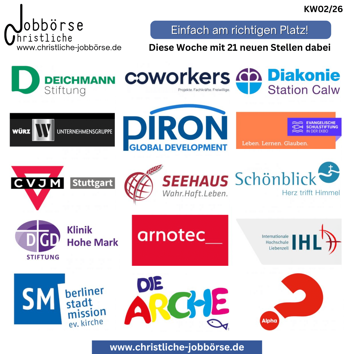 Aktuelle „Stellenangebote der Woche“ KW02/26 Jobs der Woche 0226 (Beitrag)