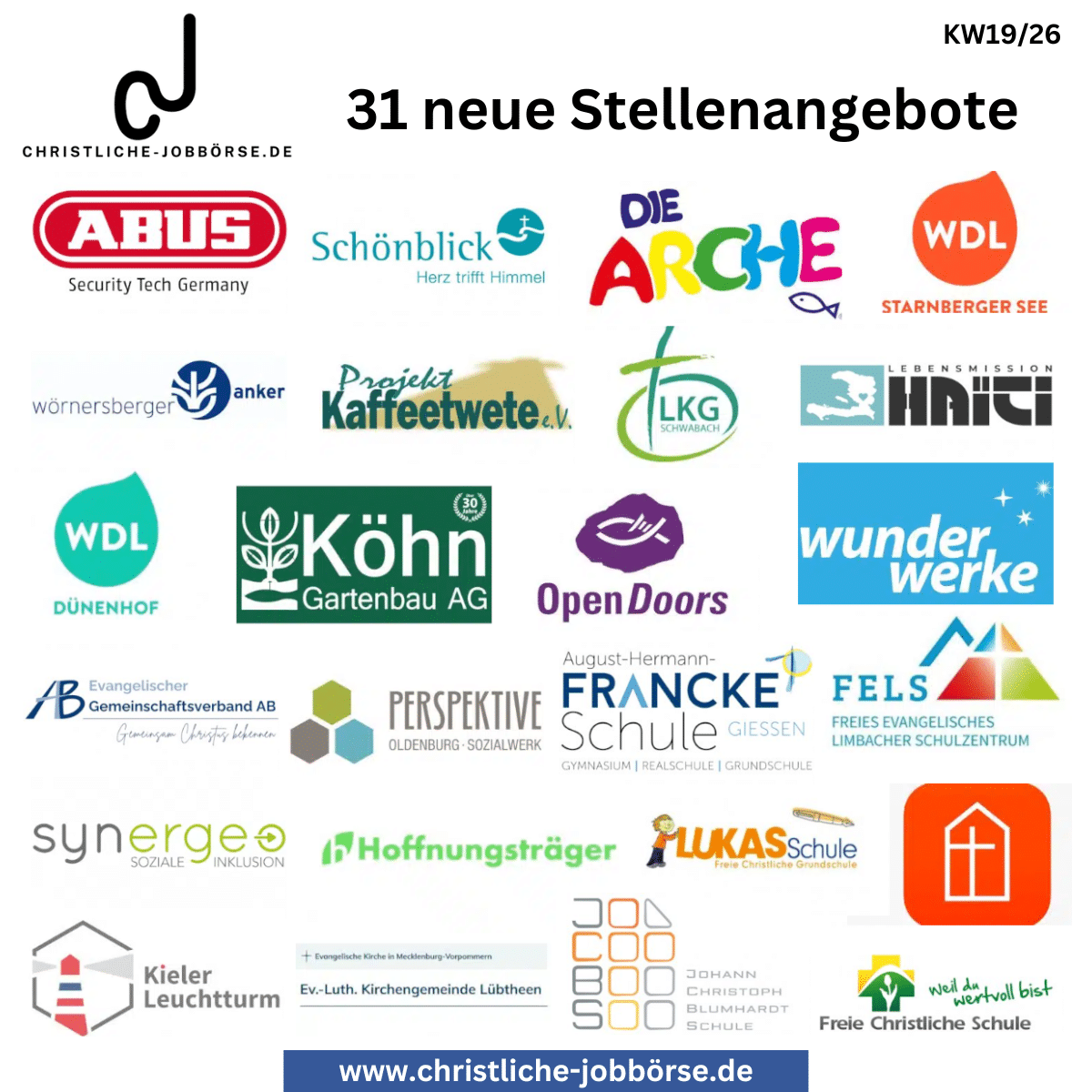 31 neue „Stellenangebote der Woche“ KW19/26 Jobs der Woche 1926 (Beitrag)