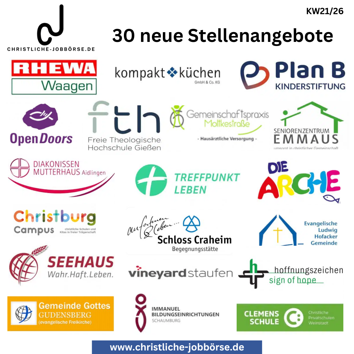 30 „Stellenangebote der Woche“ KW21/26 Jobs der Woche 2126 (Beitrag)