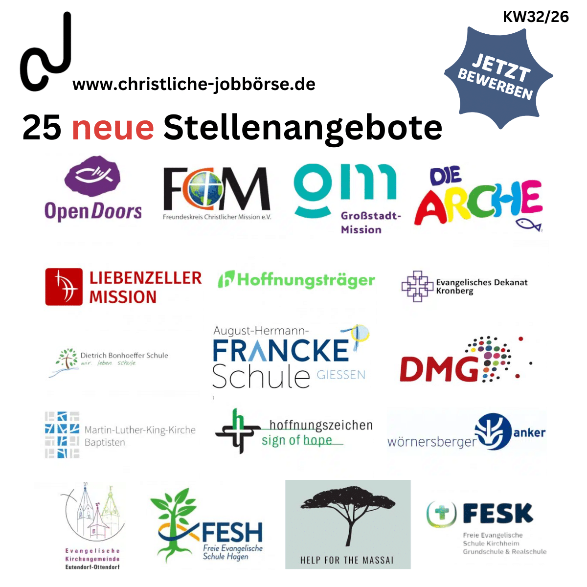 25 „Stellenangebote der Woche“ KW32/26 Jobs der Woche 3226